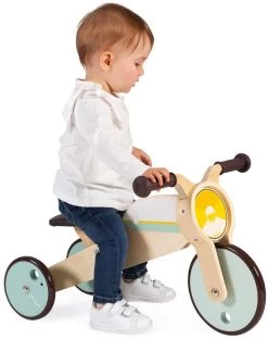 Janod Janod-2-in-1 Schaukel Dreirad Aus Holz-Anpassbare Wippe-Motorik Und Gleichgewichtssinn Entwickeln-Baby Holzspielzeug-FSC-Zertifiziert-Ab 12 Monaten, J03284 -Kinder Outdoor Verkauf janod bikloon 2 in 1 houten schommelmotor driewieler