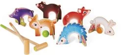 Janod J03207 Krocket-Spiel Aus Holz Mit Waldtieren, Spiel Für Den Außenbereich, Für Kinder Ab 3 Jahren, Mehrfarbig